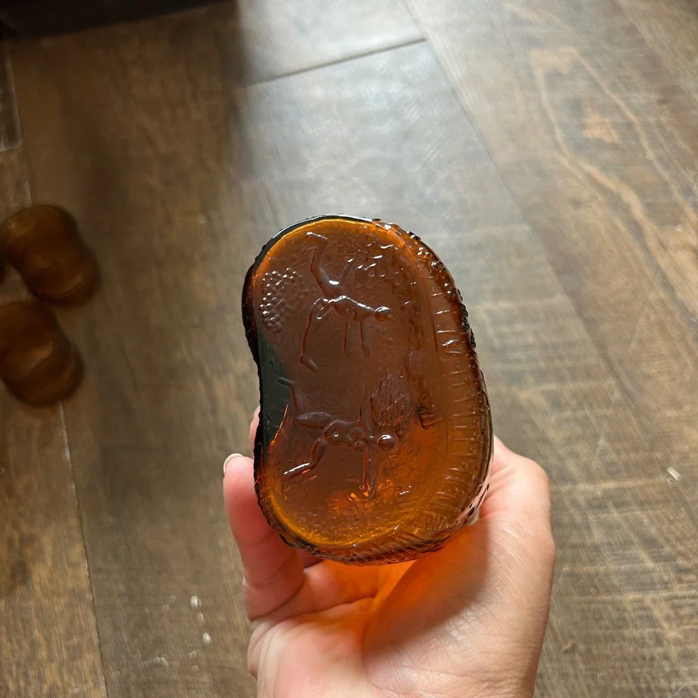 Nuutajärvi‎ Arabia Finland Oiva Toikka Fauna Amber Glass Decanter 5 Shot Glasses